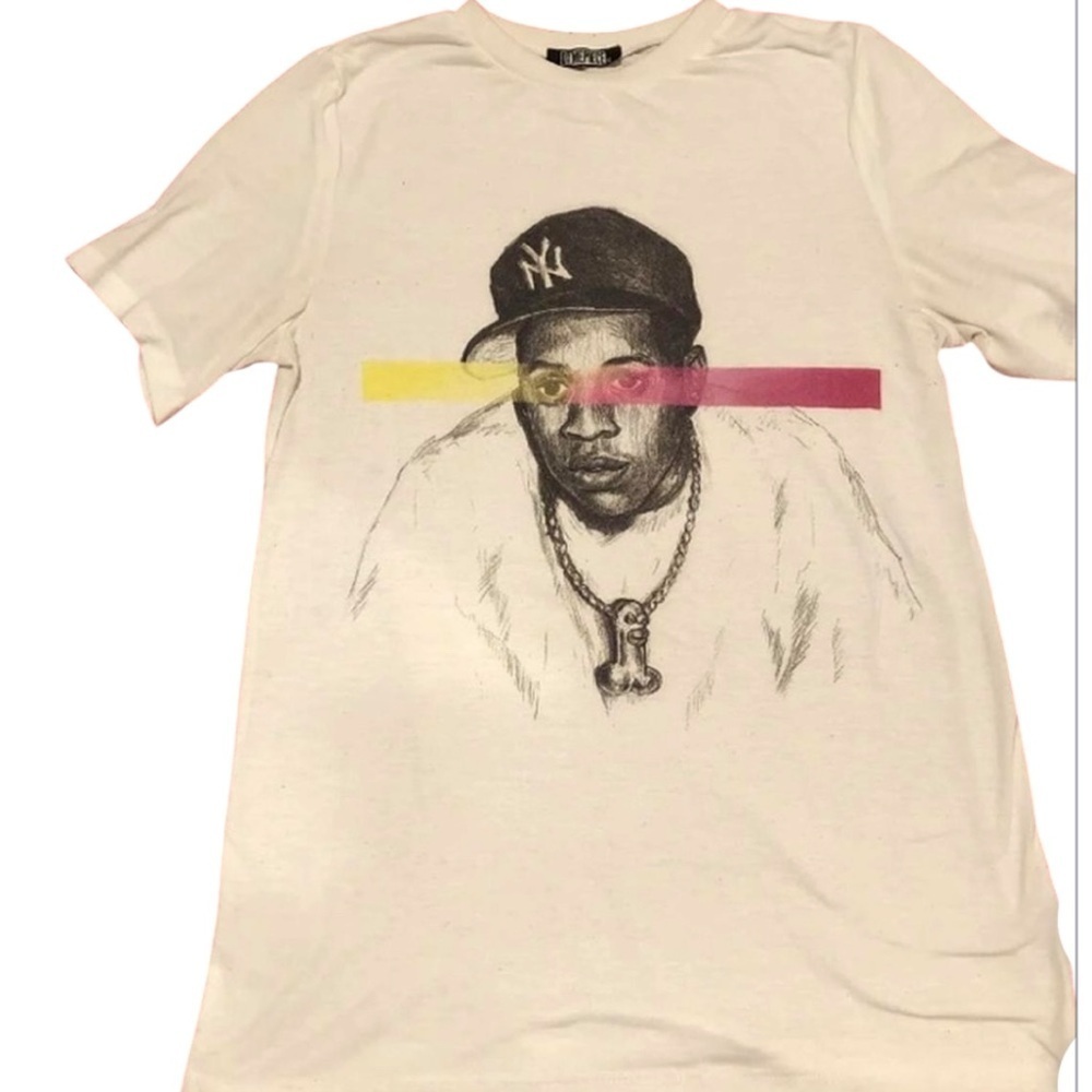 Dimepiece White Short Sleeve Tee with Artistic Design